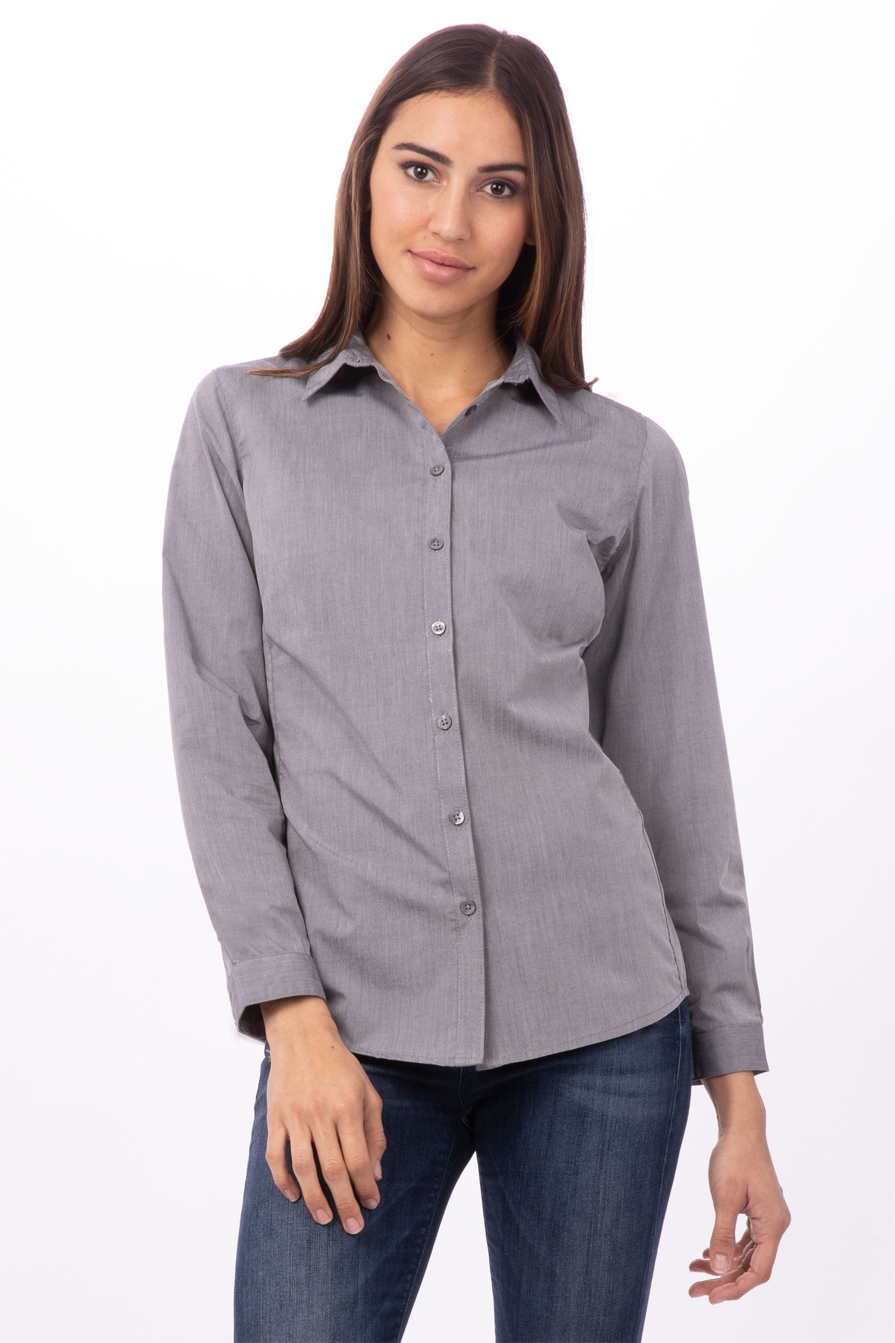 Modern Chambray Female Dress Shirt