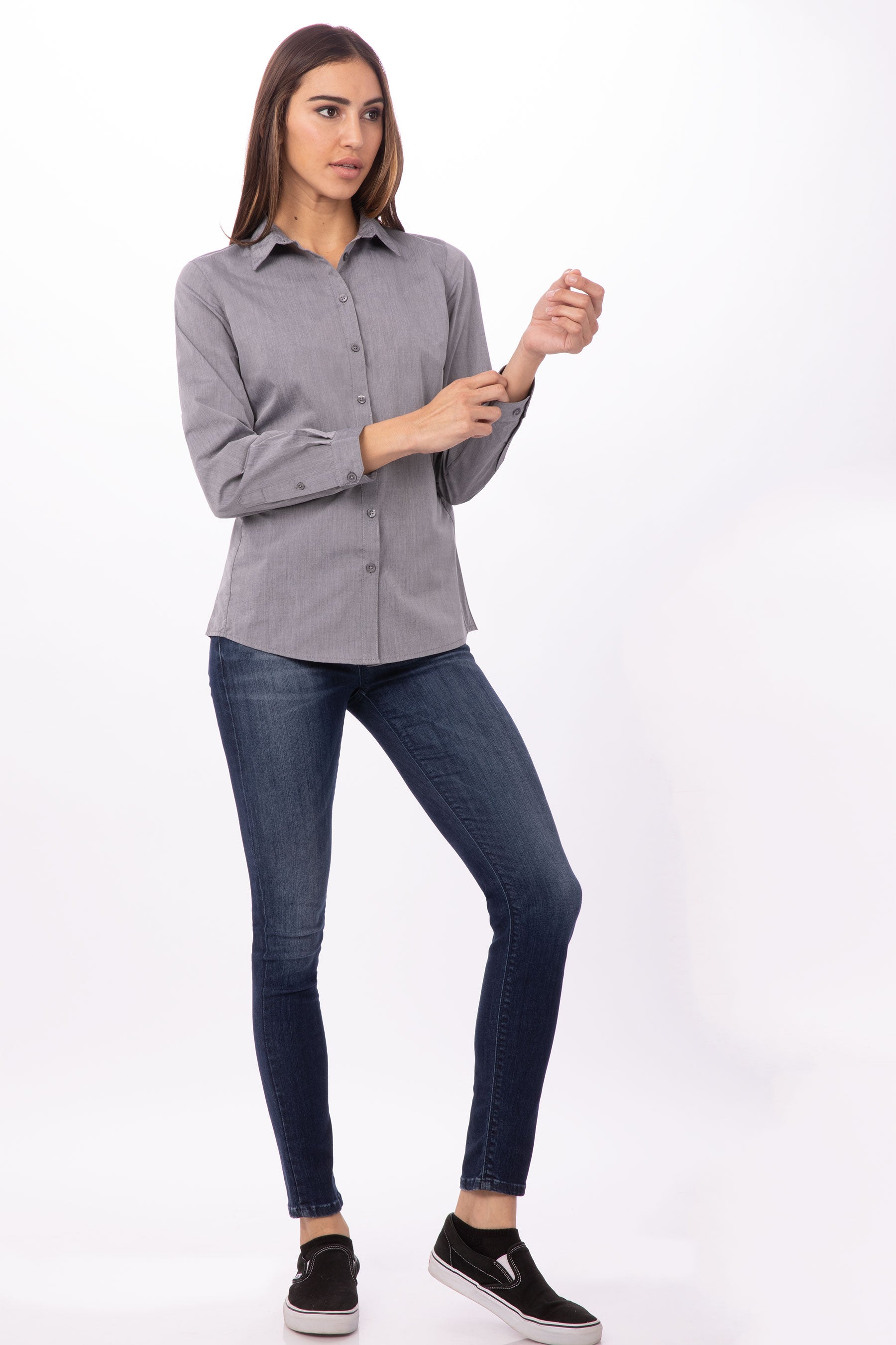 Modern Chambray Female Dress Shirt