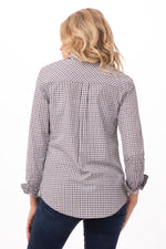 Gingham Female Checkers Long Sleeves Dress Shirt